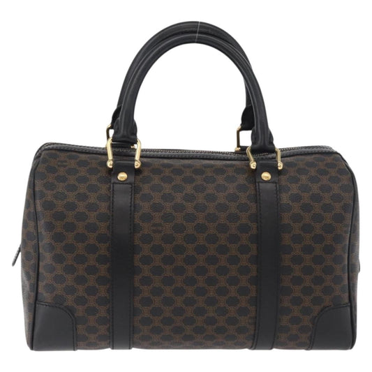 Celine Vintage Duffle Bag Macadam Coated Canvas, Black, Canvas, Handbag