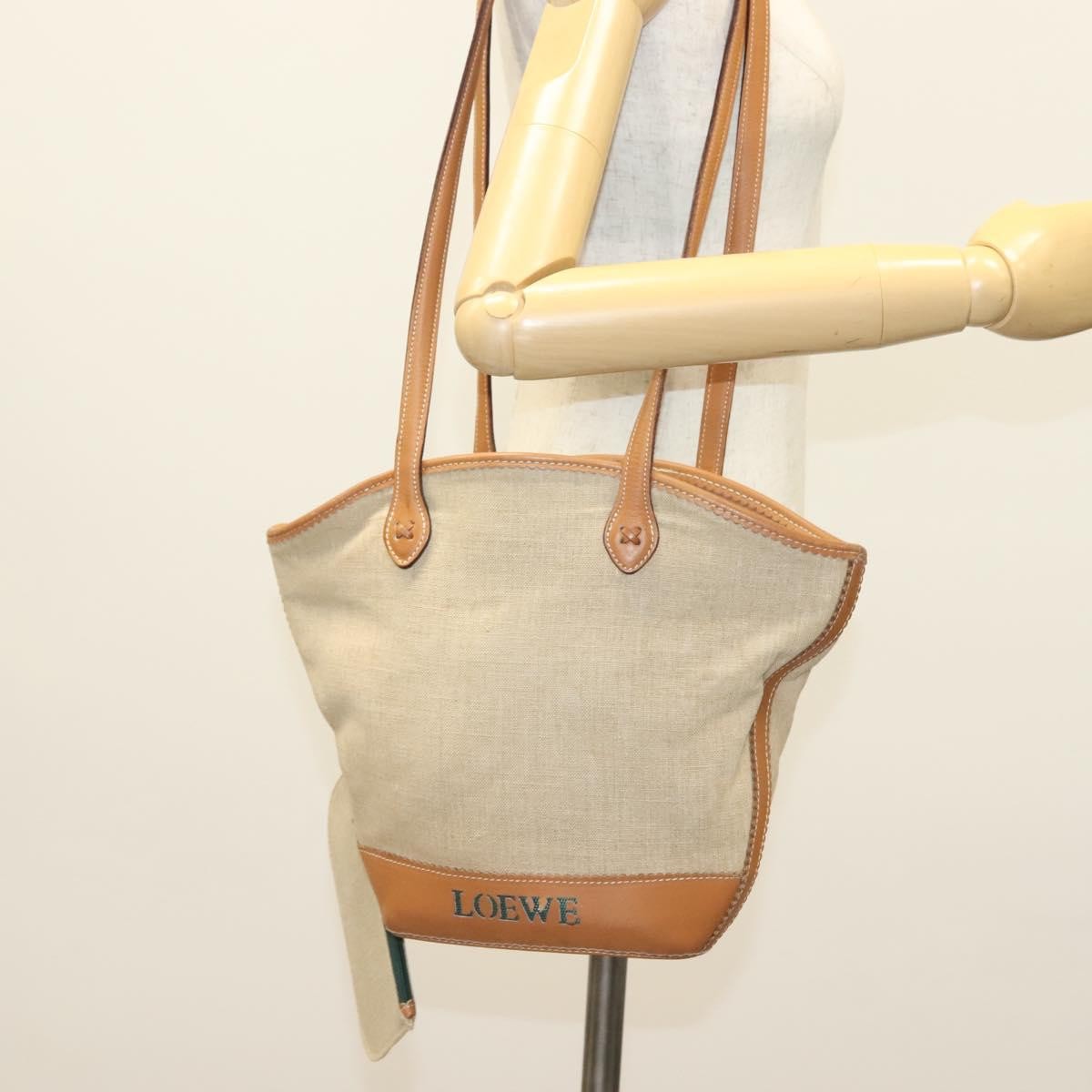 Loewe Vintage Shoulder Bag Canvas, BEIGE, CANVAS, Shoulder bag