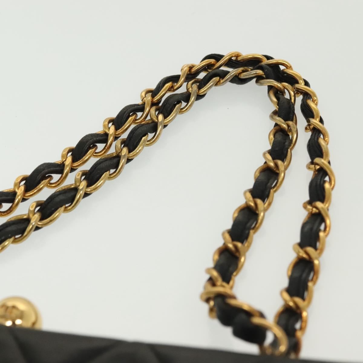 Chanel Vintage Chain Frame Bag Quilted Lambskin, BLACK, LEATHER, Shoulder bag