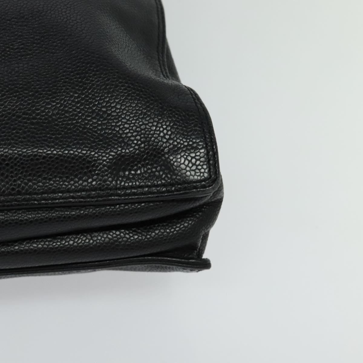 Chanel Vintage Wooden Ring Tote Caviar, BLACK, LEATHER, Tote bag