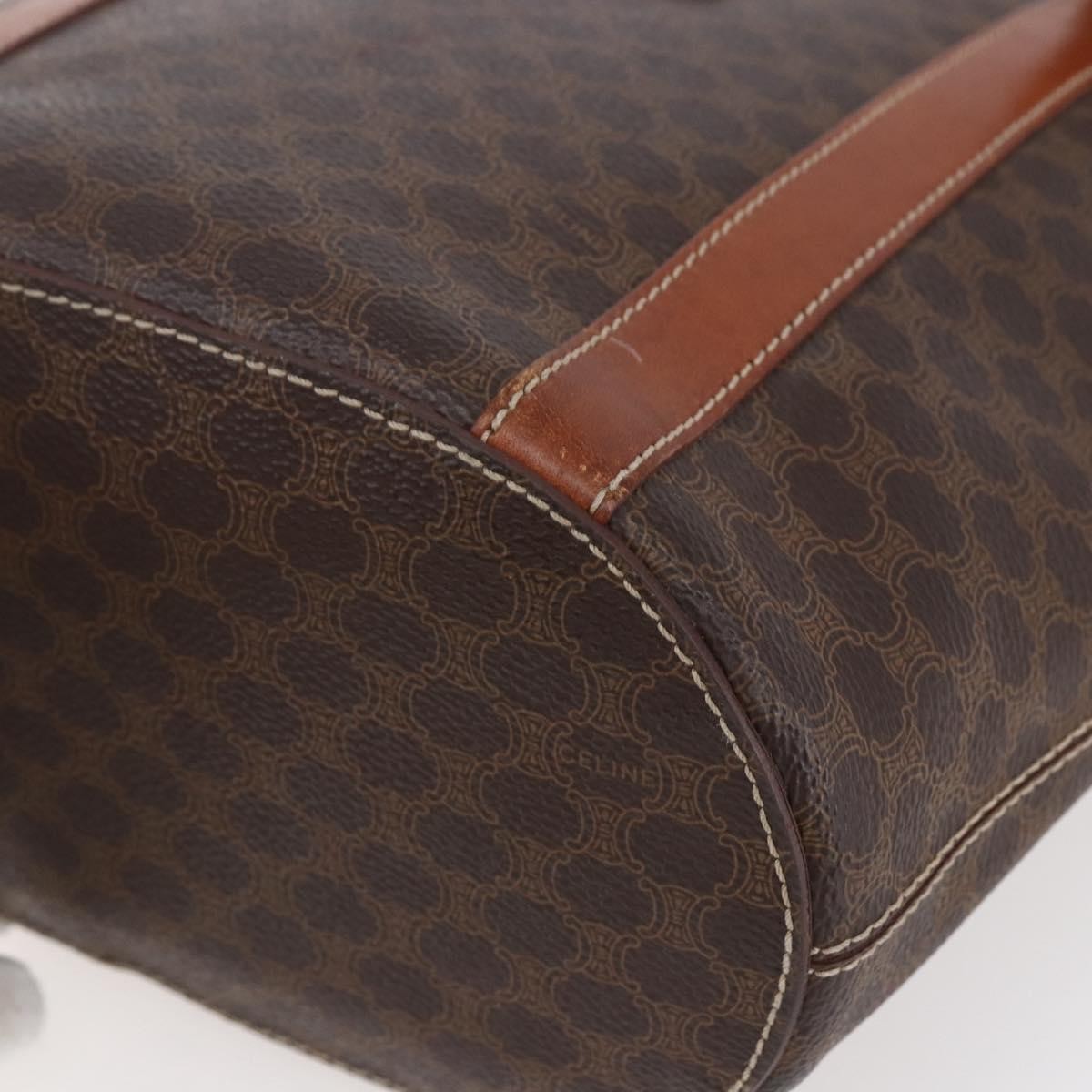 Celine Vintage Macadam Tote bag Canvas and Leather, BROWN, PVC, Tote bag