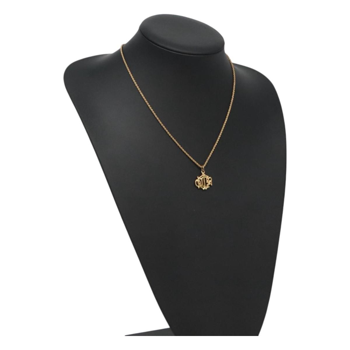 Christian Dior Logo Pendant Necklace Metal, GOLD, METAL, Necklace