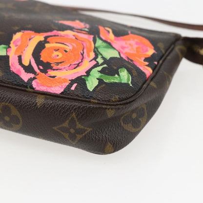 Louis Vuitton Pochette Accessoires Limited Edition Monogram Roses, BROWN, CANVAS, Clutche & pouche