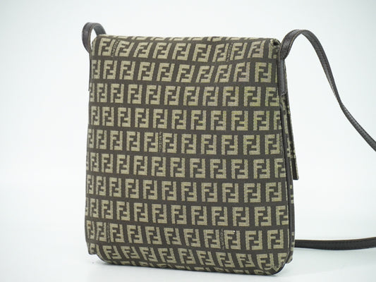 Fendi Mamma Baguette Shoulder Bag Canvas, BROWN, CANVAS, Shoulder bag