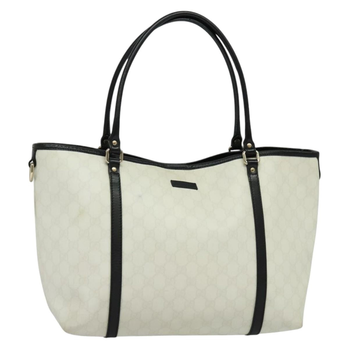 Gucci Joy Tote GG Coated Canvas with Leather, WHITE, CANVAS, Tote bag