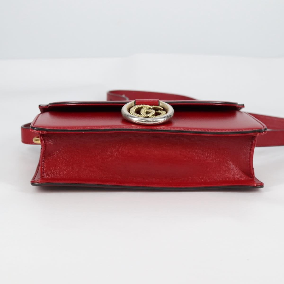 Gucci GG Ring Shoulder Bag Leather, RED, LEATHER, Shoulder bag