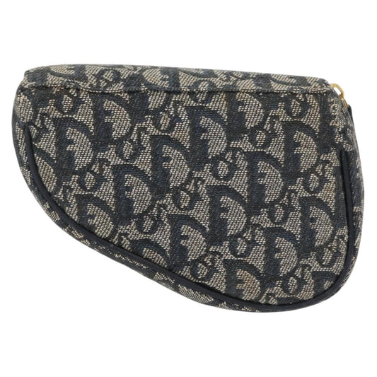 Christian Dior Saddle Zip Pouch Diorissimo Canvas, NAVY, CANVAS, Clutche & pouche