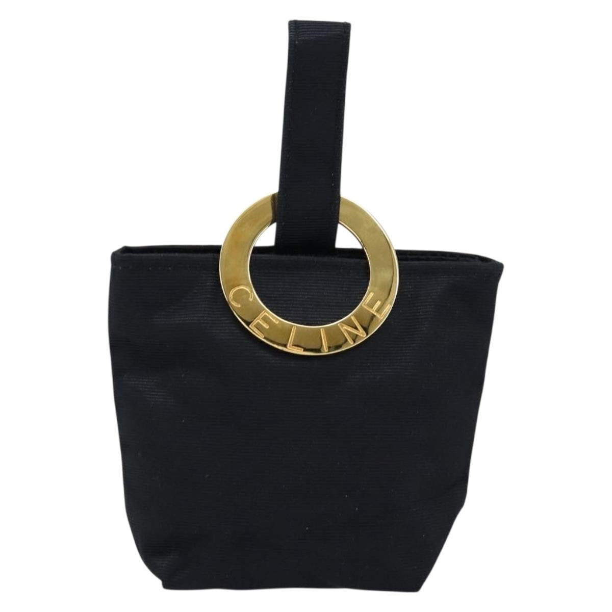 Celine Circle Logo Pouch Nylon, BLACK, NYLON, Clutche & pouche