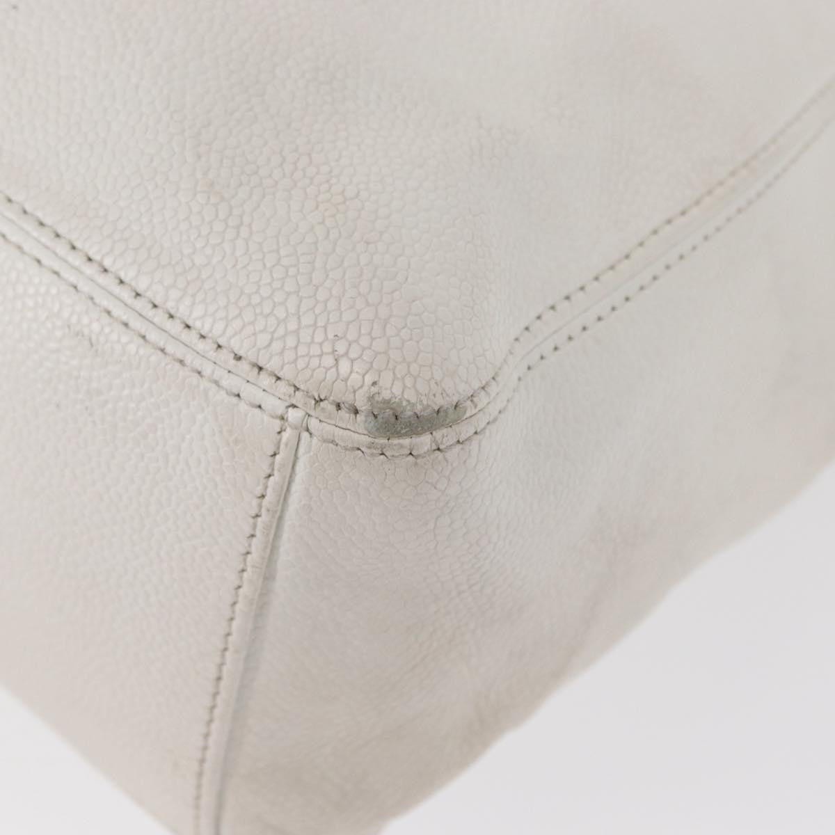 Chanel Vintage Wooden Ring Tote Caviar, WHITE, LEATHER, Tote bag