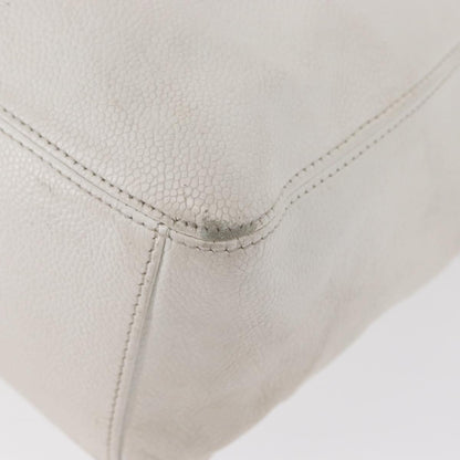 Chanel Vintage Wooden Ring Tote Caviar, WHITE, LEATHER, Tote bag