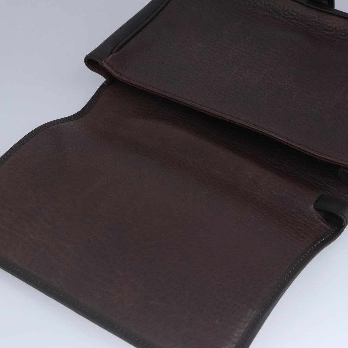 Salvatore Ferragamo Gancini Pouch Leather, BROWN, LEATHER, Clutche & pouche