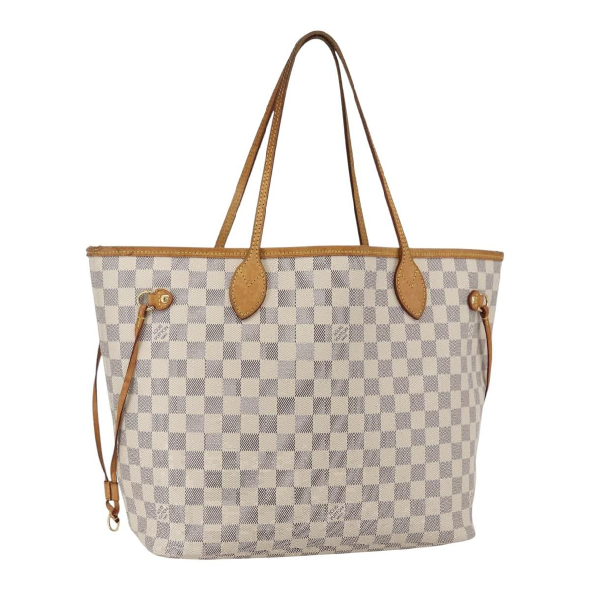 Louis Vuitton Neverfull Tote Damier azur, WHITE, CANVAS, Tote bag