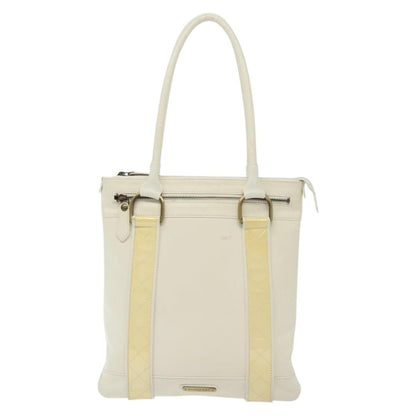 Burberry Vintage Tote Leather, WHITE, LEATHER, Tote bag