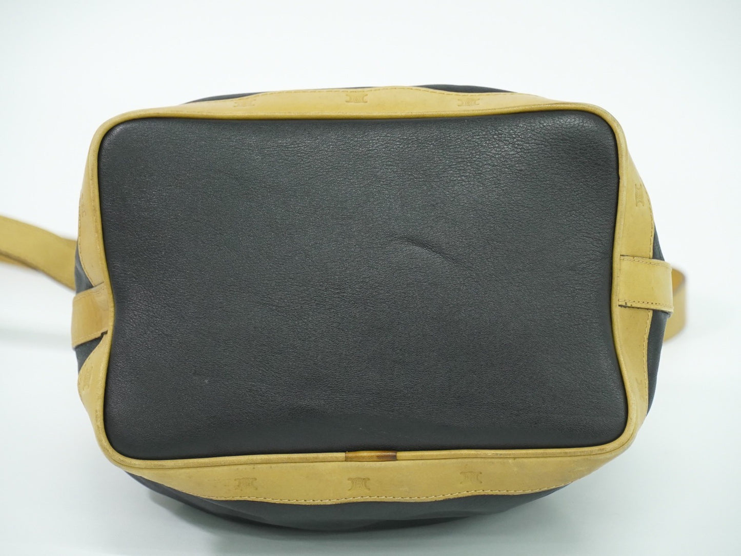 Celine Triomphe Drawstring Bucket Bag Leather, BLACK, LEATHER, Shoulder bag