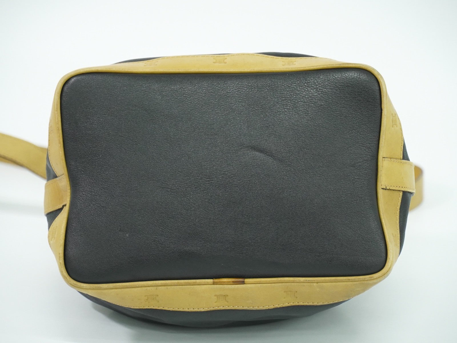 Celine Triomphe Drawstring Bucket Bag Leather, BLACK, LEATHER, Shoulder bag