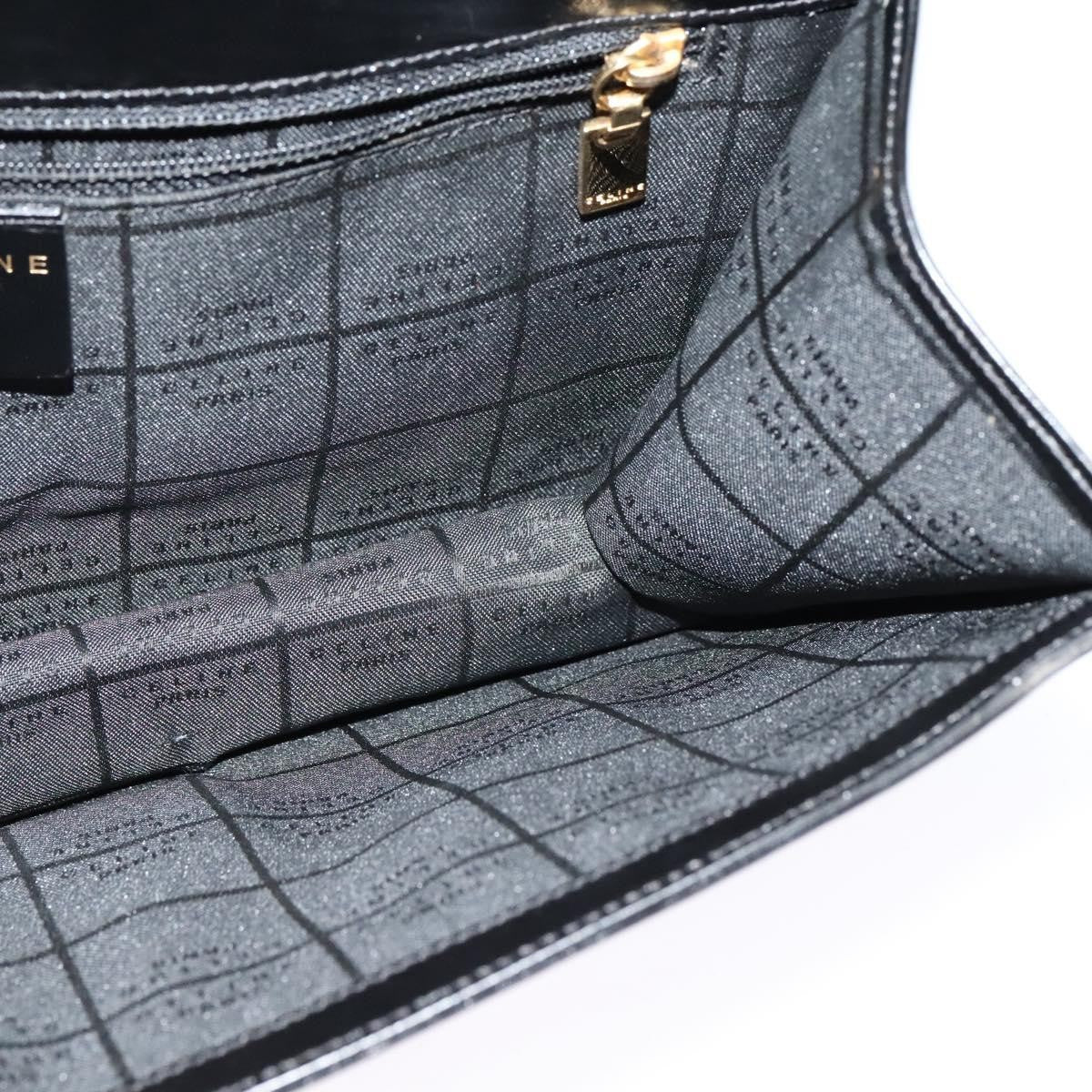 Celine Flap Shoulder Bag Leather, BLACK, LEATHER, Shoulder bag