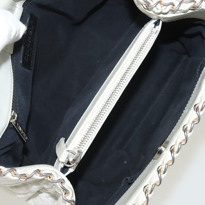 Chanel Chain Me Tote Quilted Calfskin, WHITE, LEATHER, Tote bag