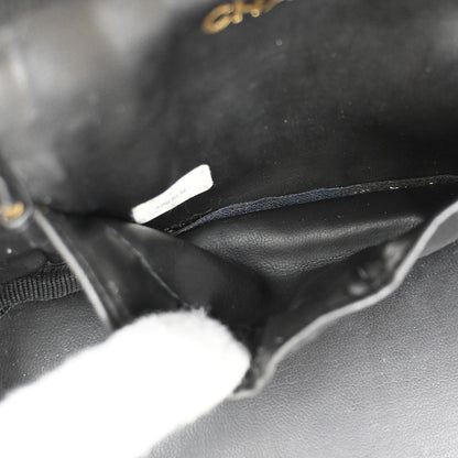 Chanel Vintage Cosmetic Case Leather, BLACK, LEATHER, Handbag