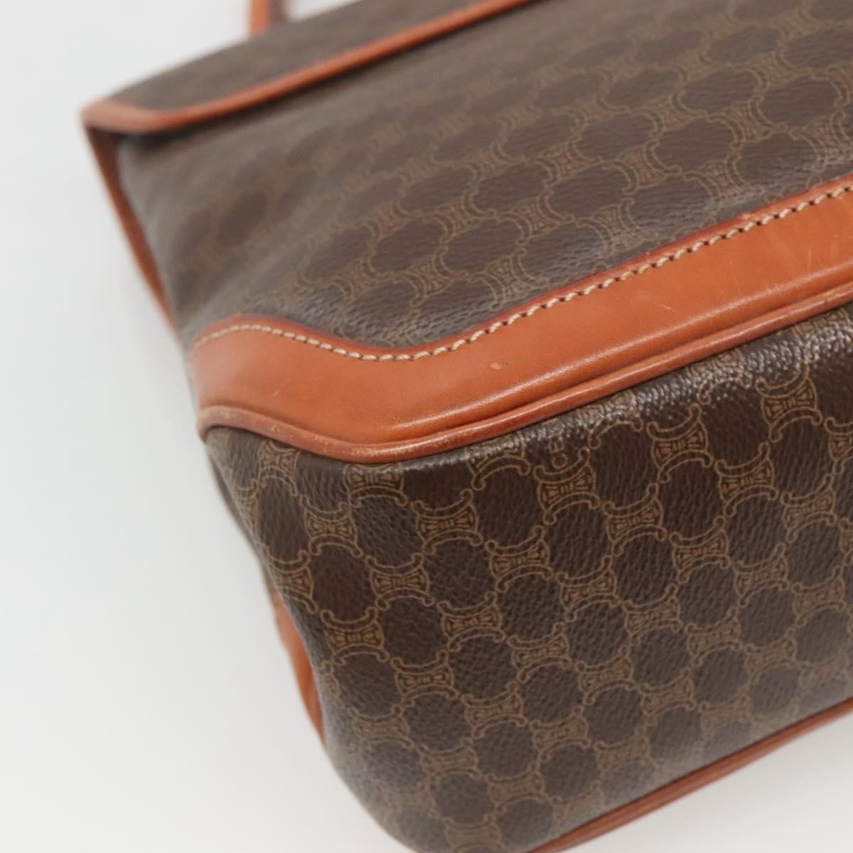 Celine Macadam Handbag Macadam with leather, BROWN, CANVAS, Handbag