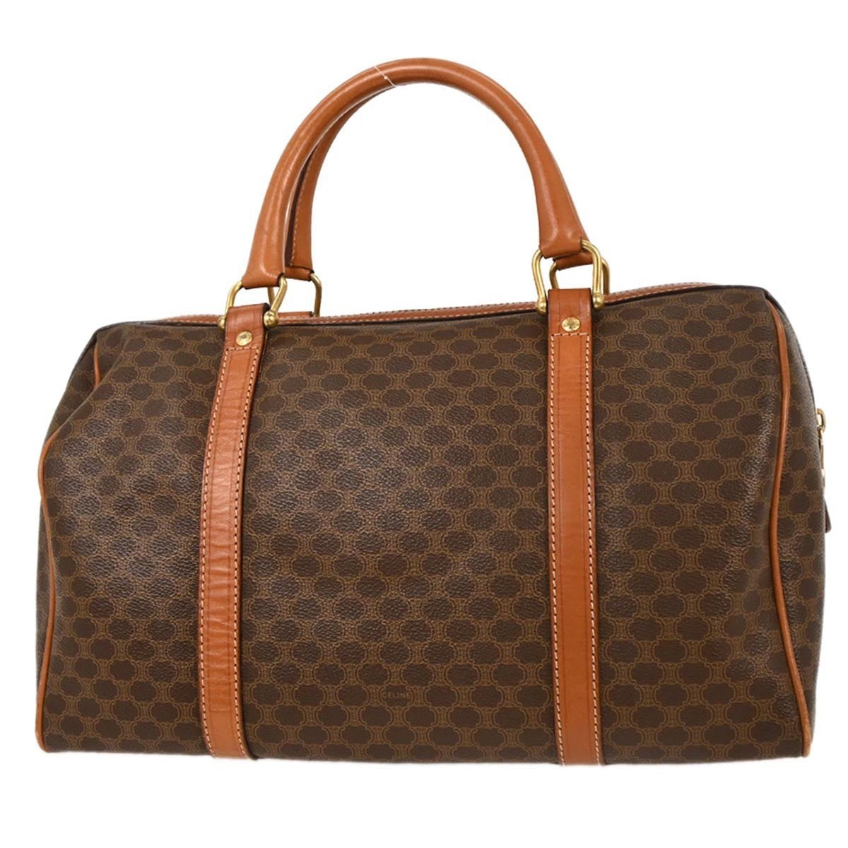 Celine Macadam Handbag Macadam with leather, BROWN, CANVAS, Handbag