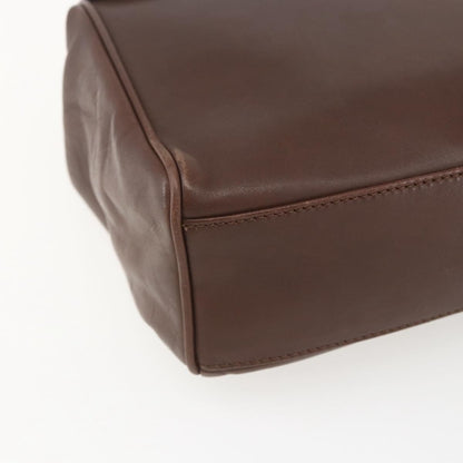 Celine Circle Logo Handbag Leather, BROWN, LEATHER, Handbag