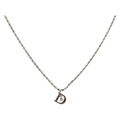 Christian Dior D logo Pendant Necklace Metal, SILVER, METAL, Necklace
