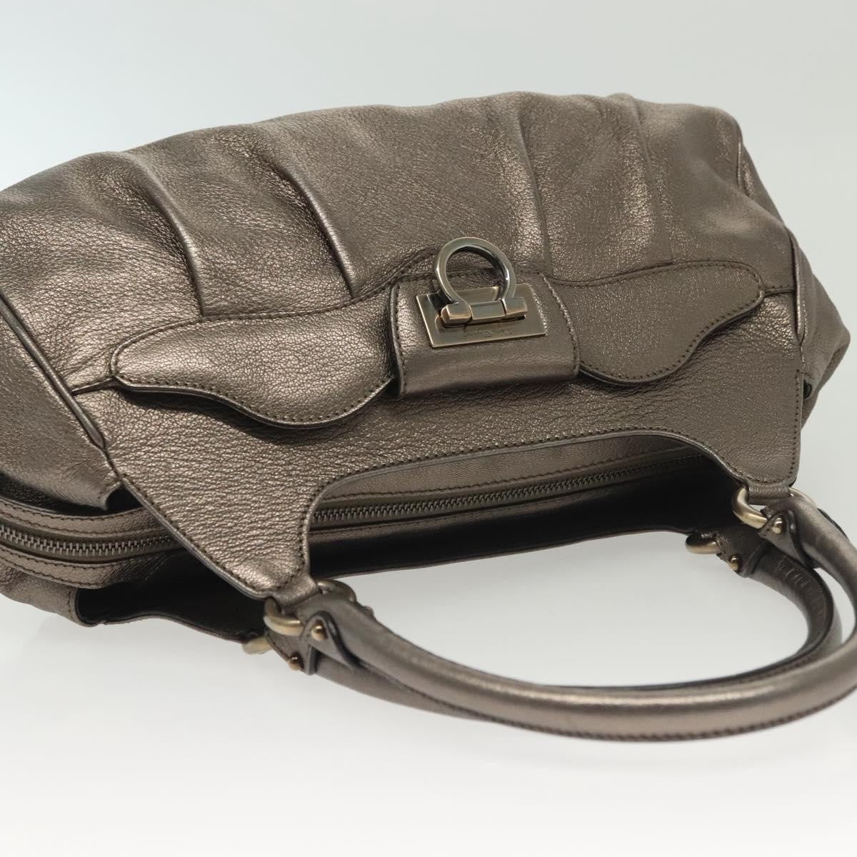 Salvatore Ferragamo Gancini handbag Leather, SILVER, LEATHER, Handbag