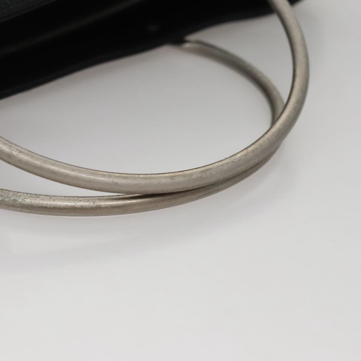 Chanel Vintage Metal Ring Tote Leather, BLACK, LEATHER, Tote bag