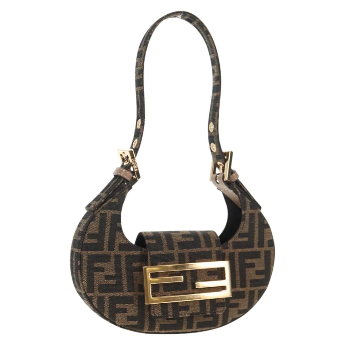 Fendi Cookie Hobo Zucca Canvas, BROWN, CANVAS, Handbag
