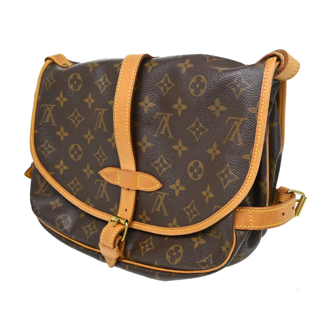 Louis Vuitton Saumur Handbag Monogram Canvas, Brown, Canvas, Shoulder Bag