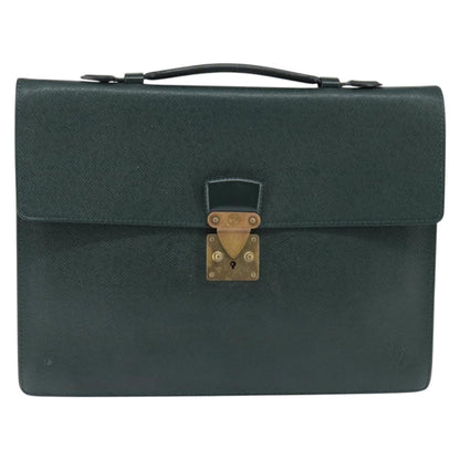 Louis Vuitton Serviette Kourad Briefcase Taiga Leather, GREEN, LEATHER, Briefcase