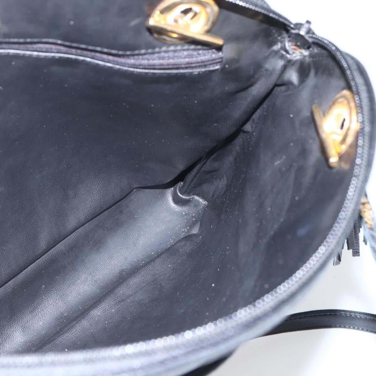 Bally Vintage Chain Shoulder Bag Quilted Leather, BLACK, LEATHER, Shoulder bag