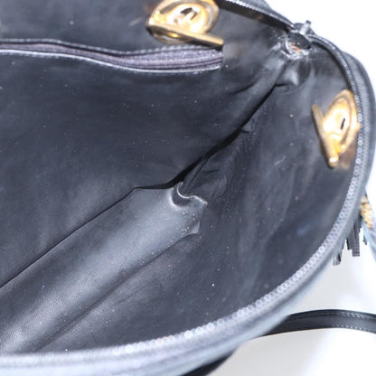 Bally Vintage Chain Shoulder Bag Quilted Leather, BLACK, LEATHER, Shoulder bag