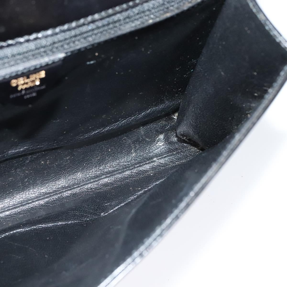 Celine Vintage Circle Logo Crossbody Bag Leather, BLACK, LEATHER, Crossbody bag