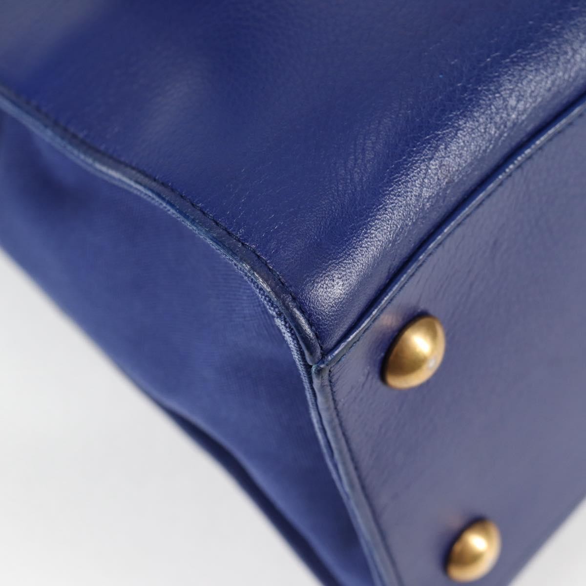 Saint Laurent Muse Two Bag Leather with Canvas, BLUE, LEATHER, Handbag