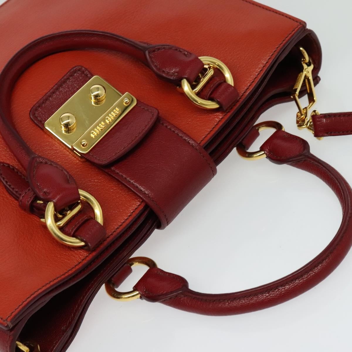 Miu Miu Madras Convertible Lock Tote Leather, RED, LEATHER, Handbag