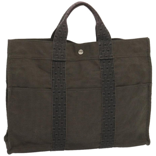 Hermes Fourre-tout Herline Canvas, GRAY, CANVAS, Tote bag