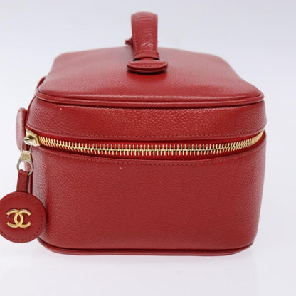 Chanel Vintage Timeless Zip Around Vanity Case Caviar, RED, CALFSKIN, Handbag