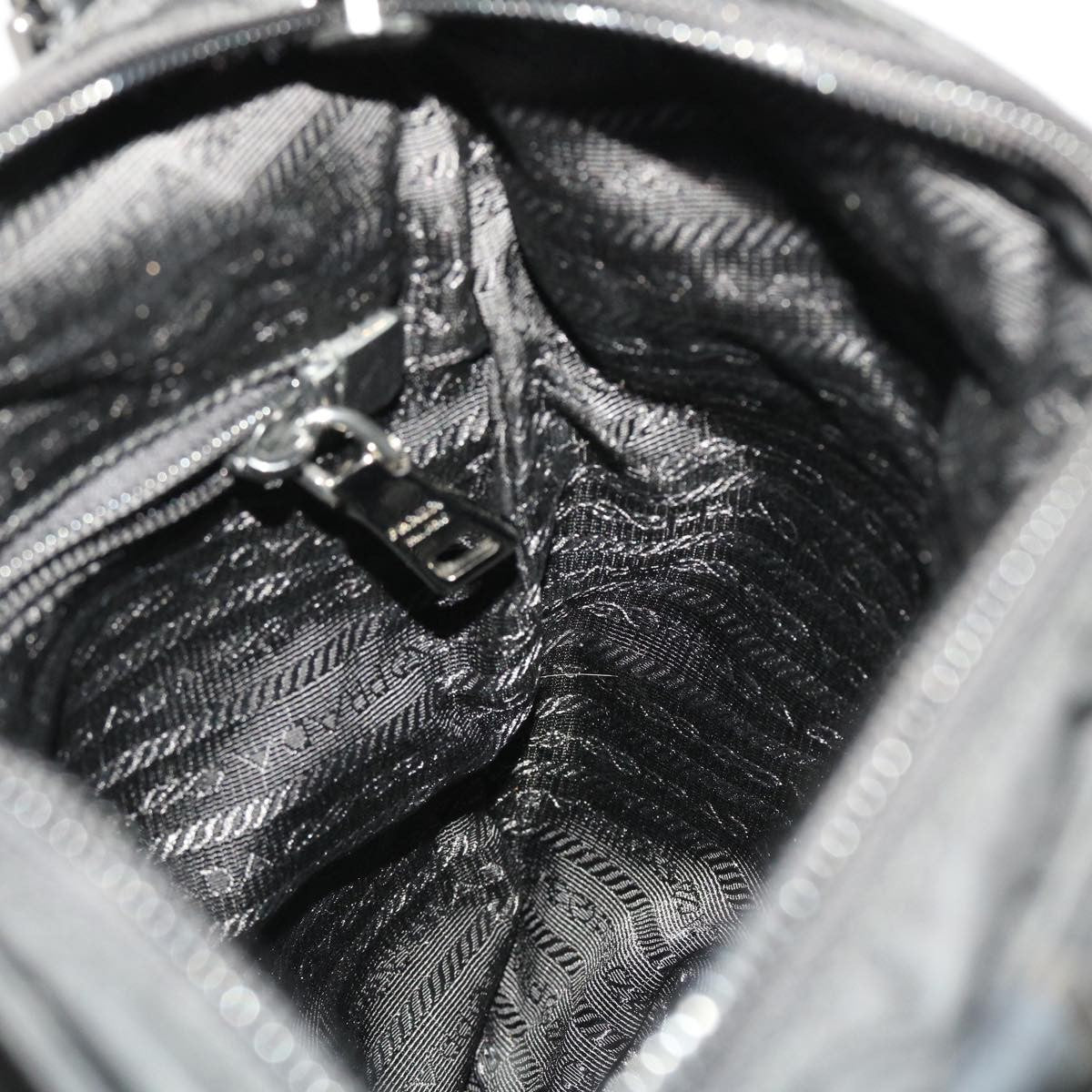 Prada Zip Messenger Bag Horizontal Quilt Tessuto, BLACK, NYLON, Shoulder bag