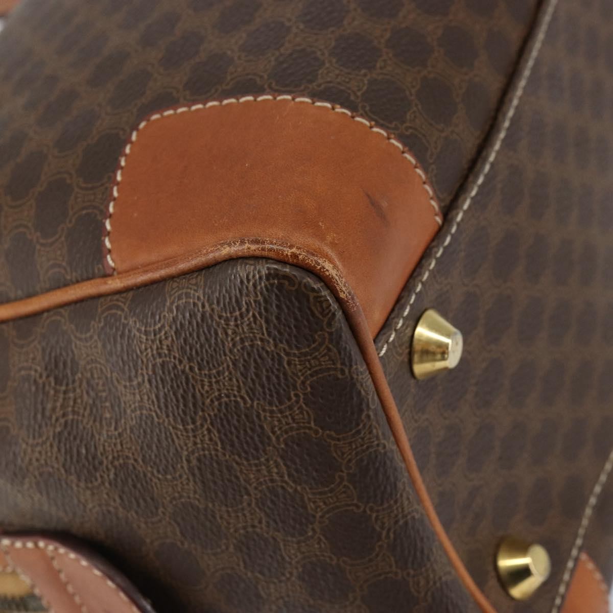 Celine Macadam Handbag Macadam with leather, BROWN, CANVAS, Shoulder bag