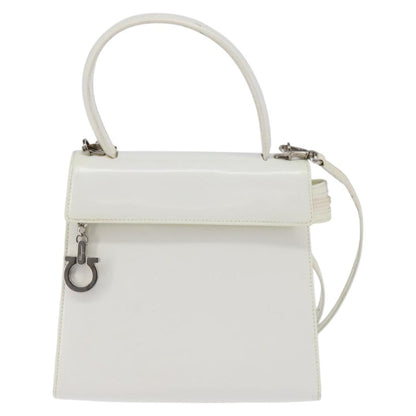 Salvatore Ferragamo Gancini handbag Patent leather, WHITE, PATENT_LEATHER, Handbag
