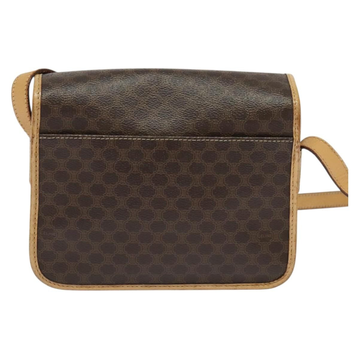 Celine Macadam Shoulder Bag PVC Leather, BROWN, CANVAS, Shoulder bag