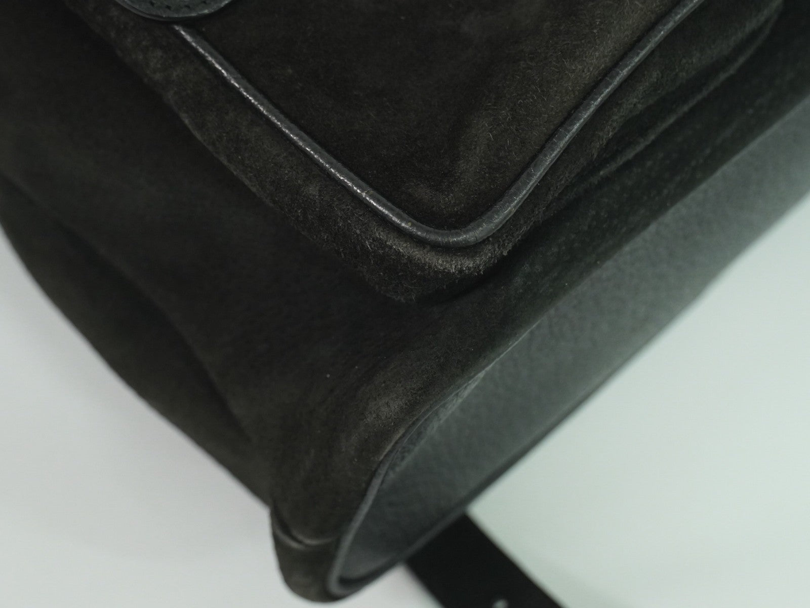 Gucci Vintage Bamboo Backpack Suede, BLACK, SUEDE, Backpack