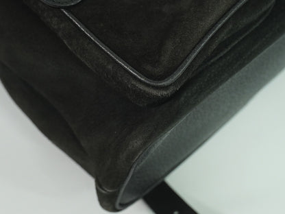 Gucci Vintage Bamboo Backpack Suede, BLACK, SUEDE, Backpack