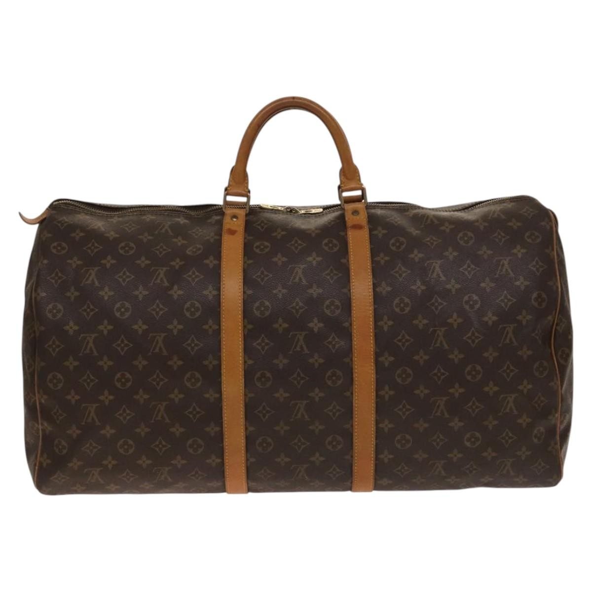Louis Vuitton Keepall Bag Monogram Canvas, BROWN, CANVAS, Travel bag
