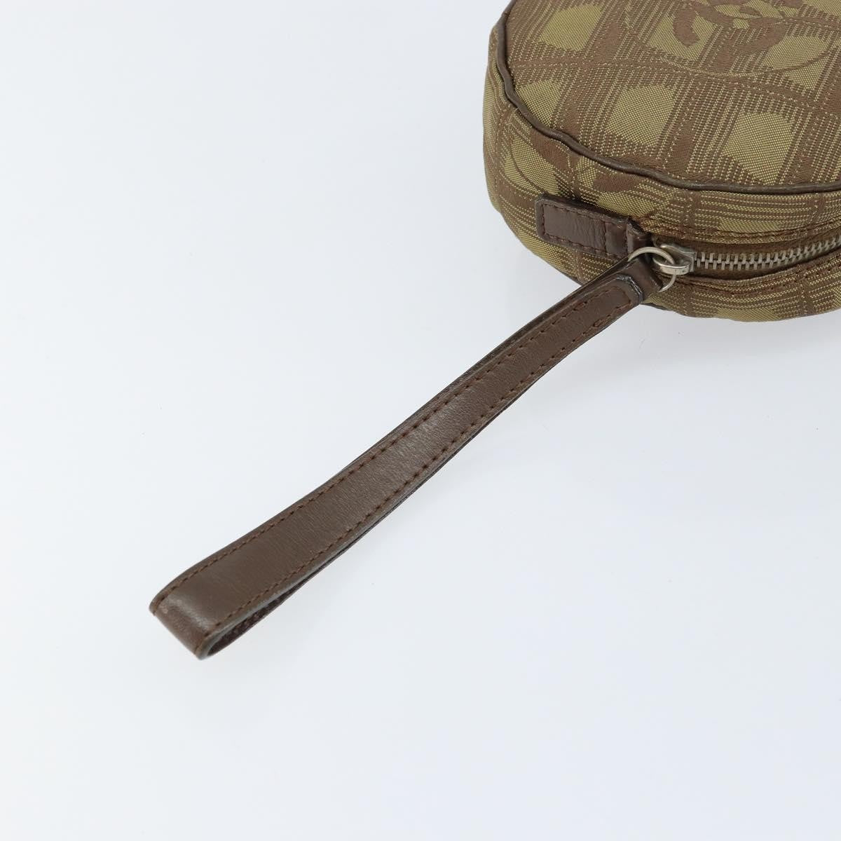 Chanel Travel Line Round Wristlet Nylon, BEIGE, NYLON, Clutche & pouche