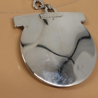 Salvatore Ferragamo Gancini Shoulder Bag Patent Leather, BEIGE, PATENT_LEATHER, Shoulder bag