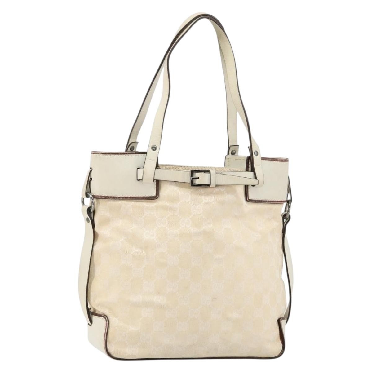 Gucci Belted Bucket Tote GG Canvas with Leather, BEIGE, CANVAS, Tote bag