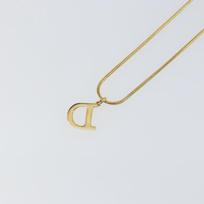 Christian Dior D logo Pendant Necklace Metal, GOLD, METAL, Necklace