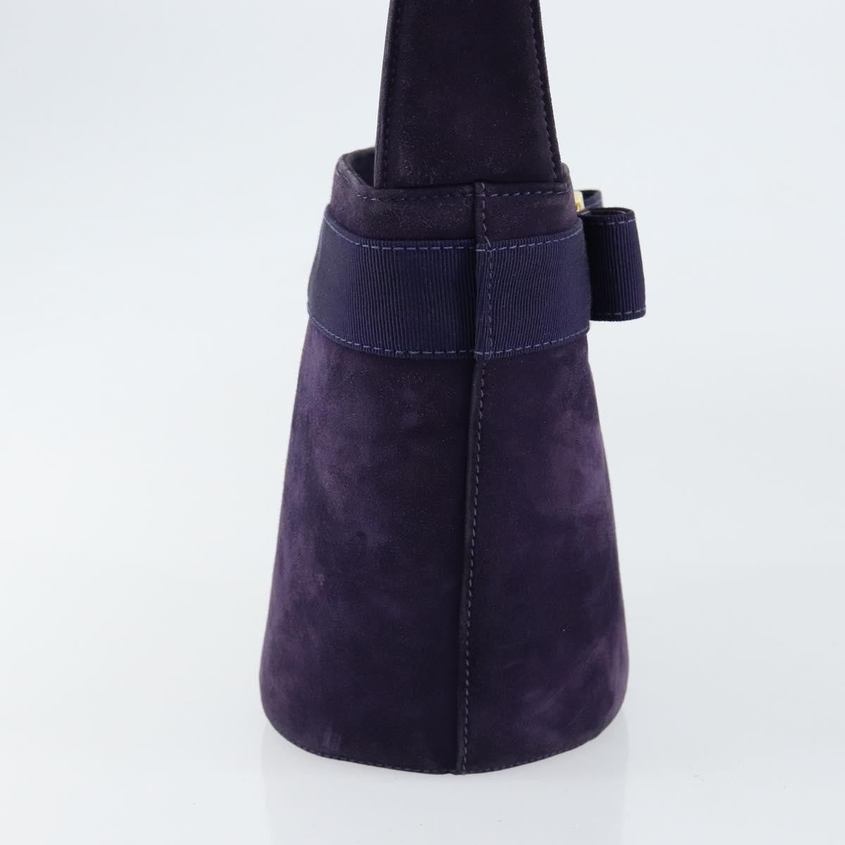 Salvatore Ferragamo Vara Bow Top Handle Bucket Bag Suede, PURPLE, SUEDE, Handbag
